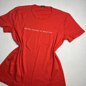 Orange spell out logo cotton tee  90s y2k vintage (M/L)