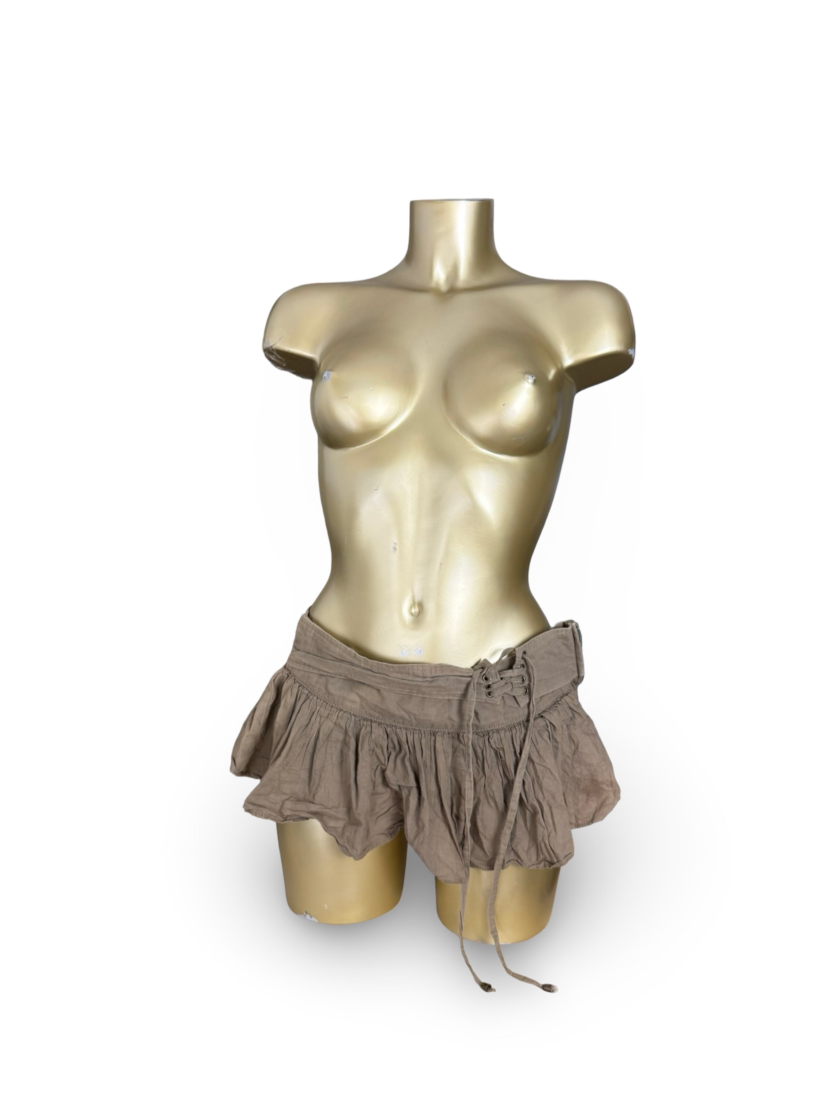 Khaki utility low rise mini skirt (S)