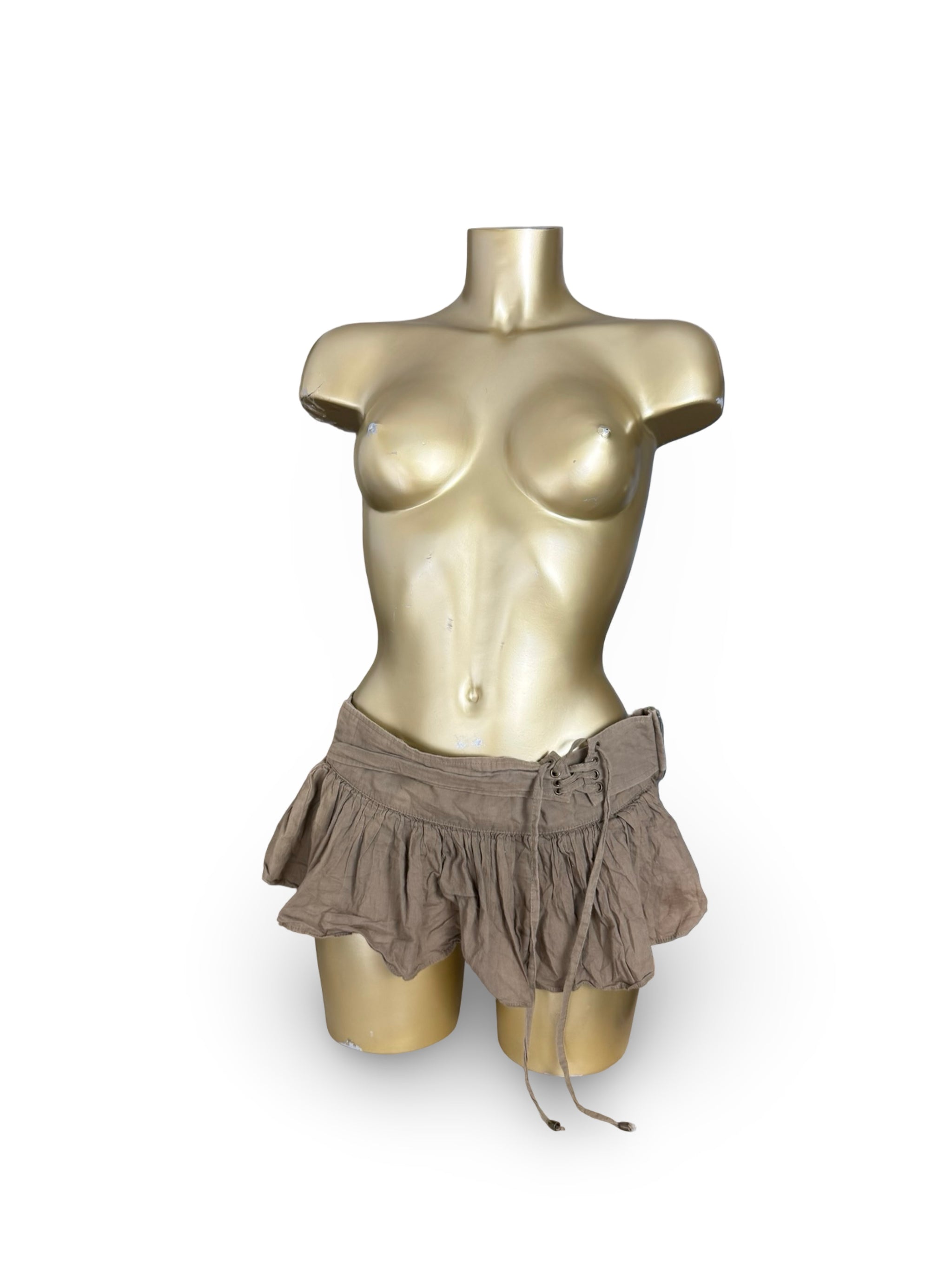 Khaki utility low rise mini skirt (S)