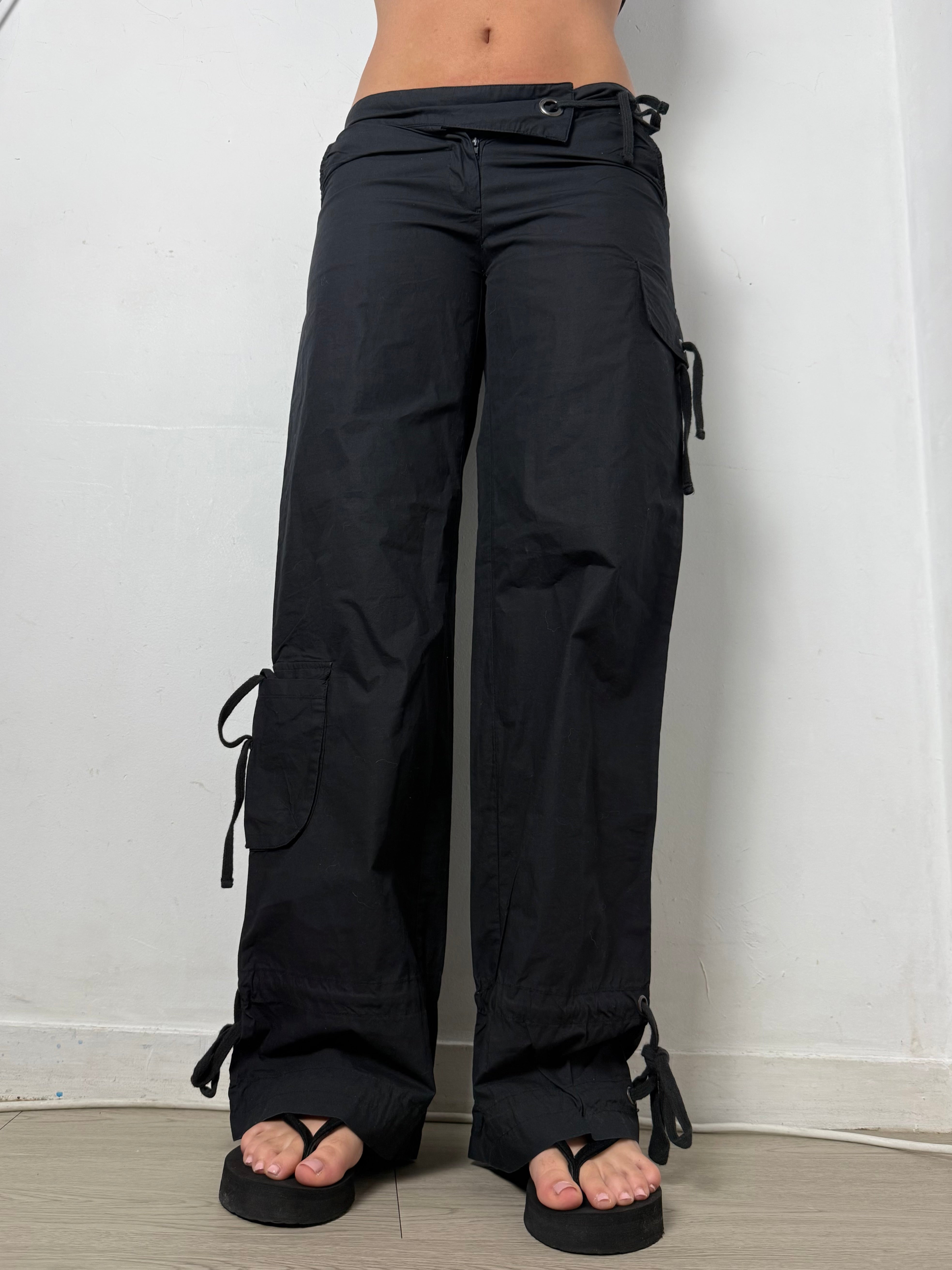 Black low rise baggy pants (S)