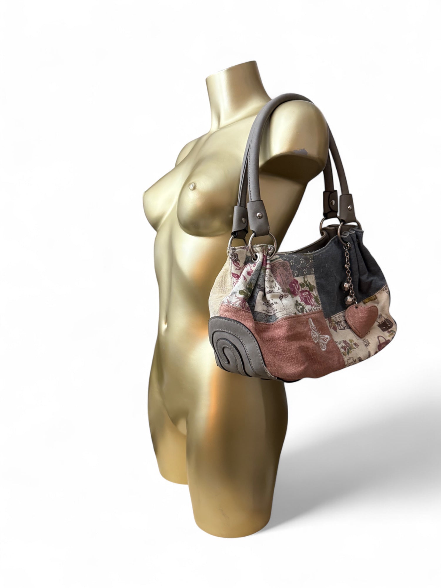 Cream graphic shoulder bag (28x19cm)