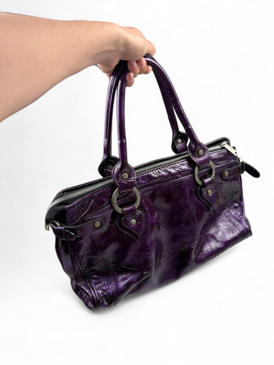 Purple metallic medium handbag (34x24cm)