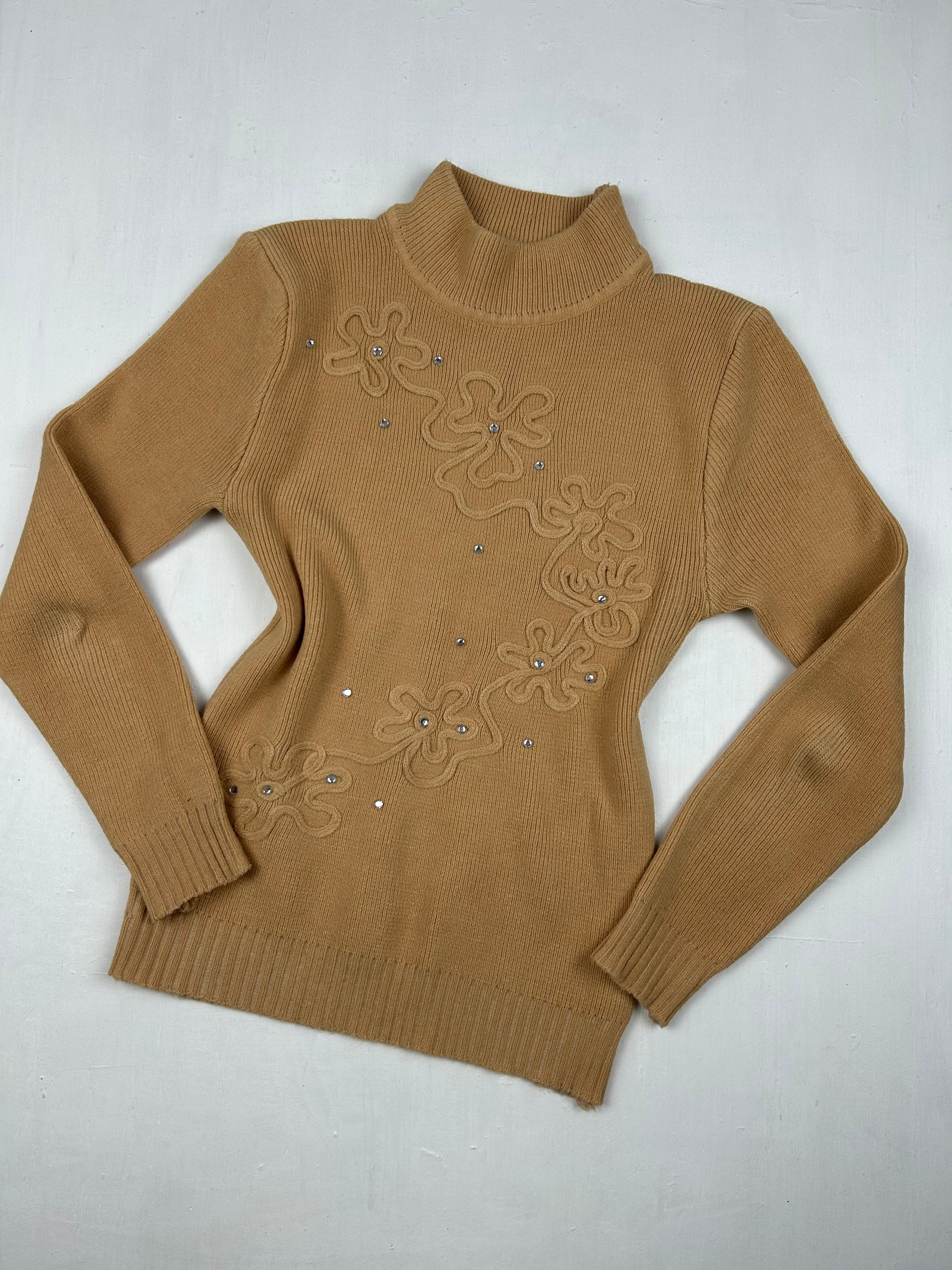 Beige pearls high neck jumper (S/M)