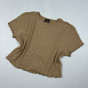 Beige ruched tee (M)