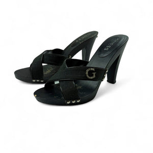 Black real leather mules heels (38)