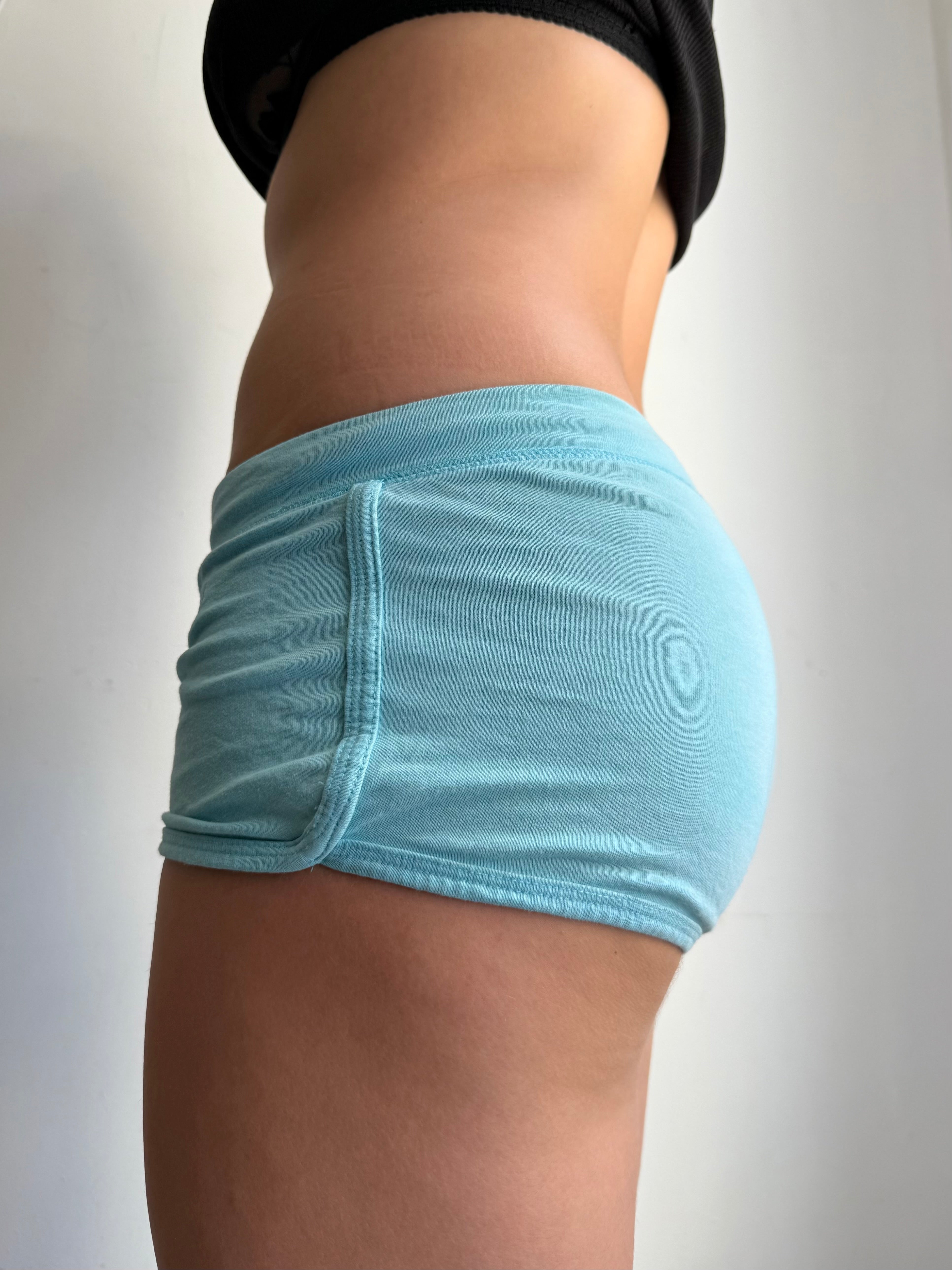 Blue cotton low rise mini short (S)