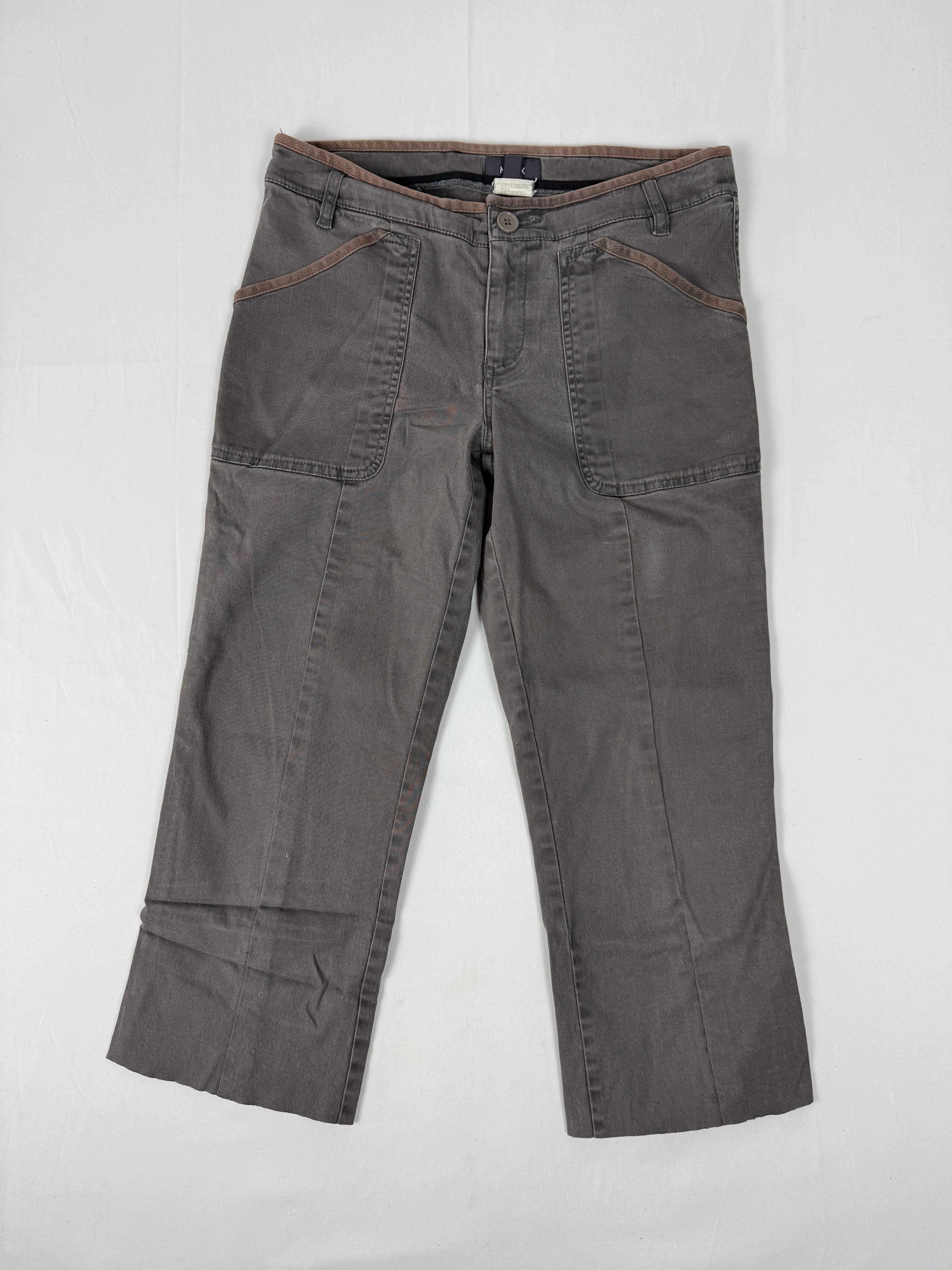 Khaki utility low rise capri pants (S)