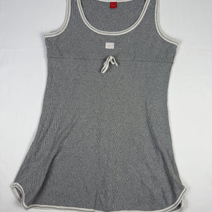 Grey striped cotton mini dress (XXL)