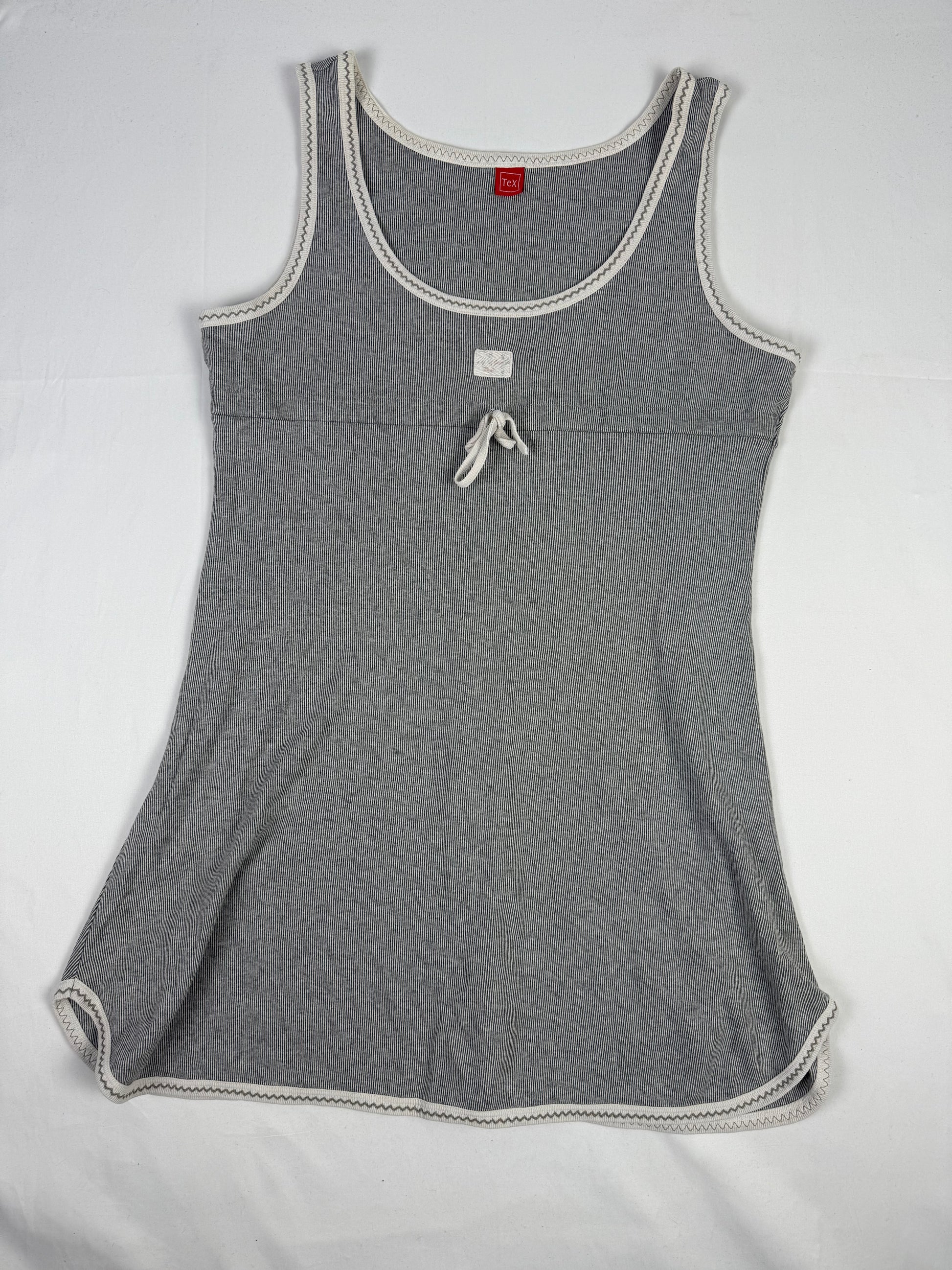 Grey striped cotton mini dress (XXL)