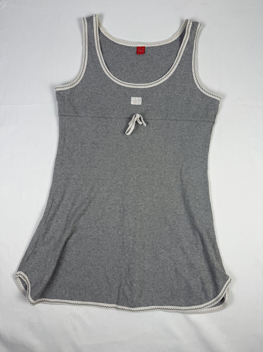 Grey striped cotton mini dress (XXL)