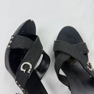 Black real leather mules heels (38)