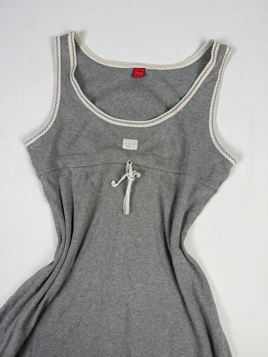 Grey striped cotton mini dress (XXL)