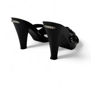 Black real leather mules heels (38)