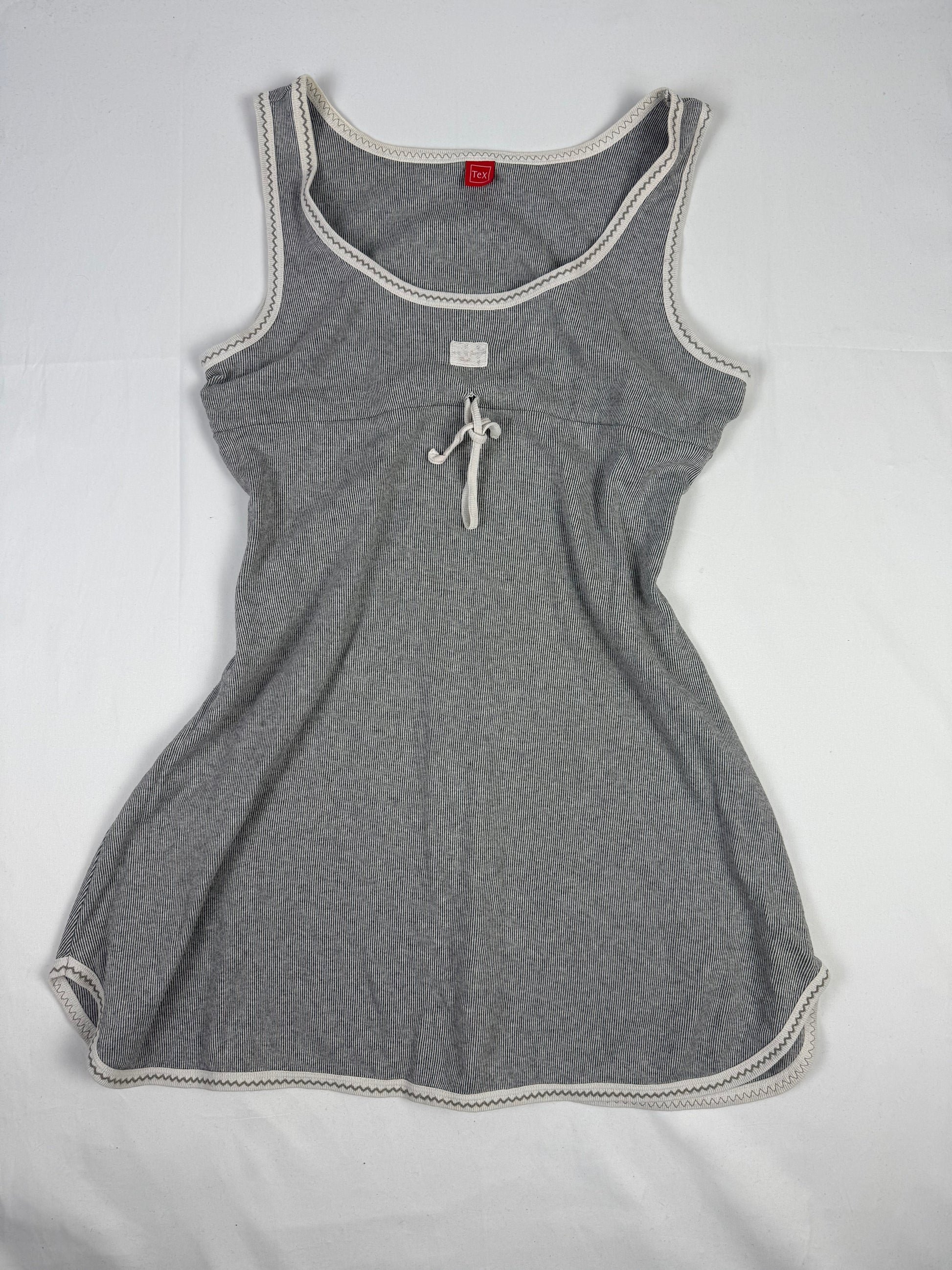 Grey striped cotton mini dress (XXL)