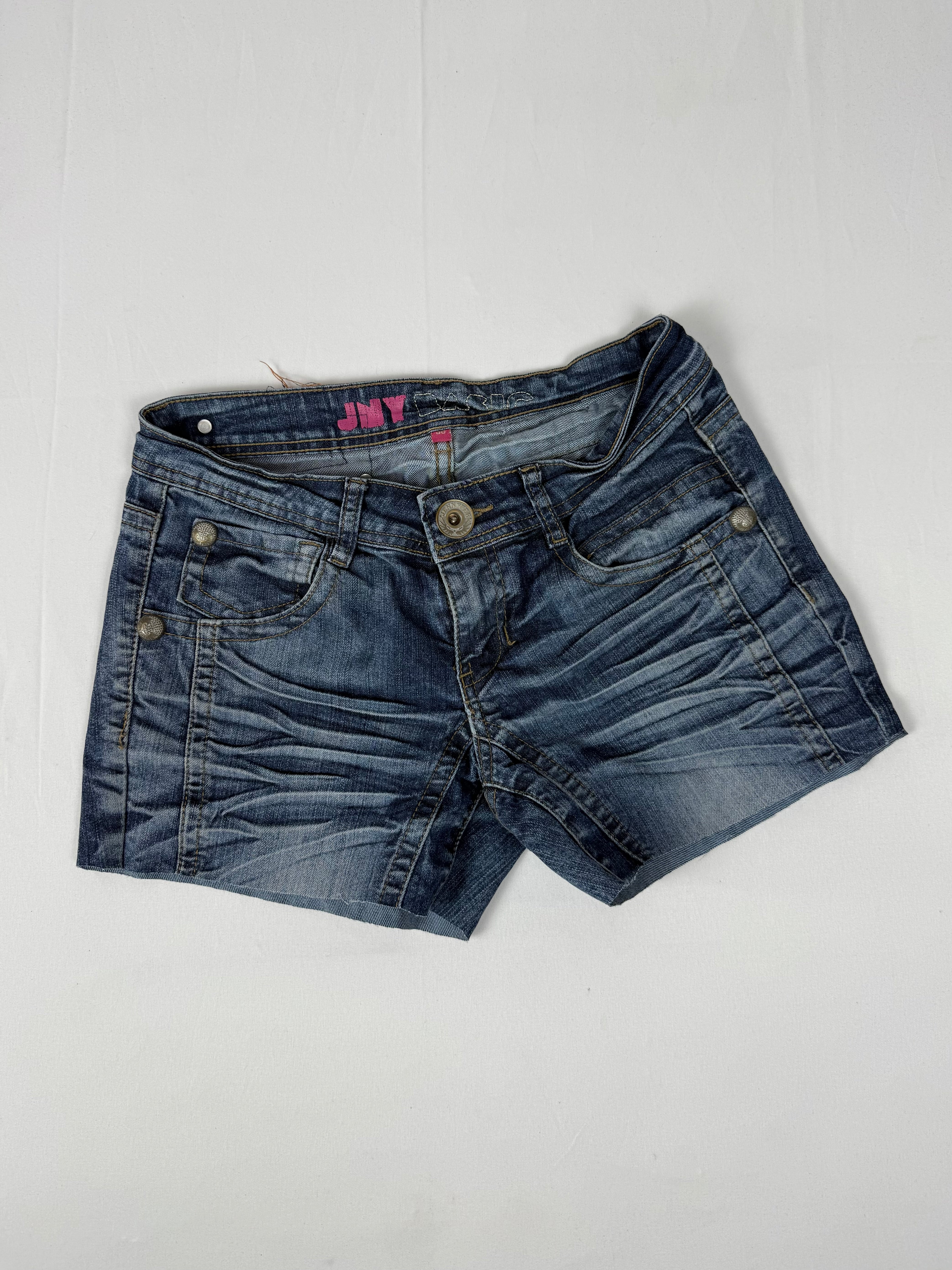 Blue denim low rise mini short (S)