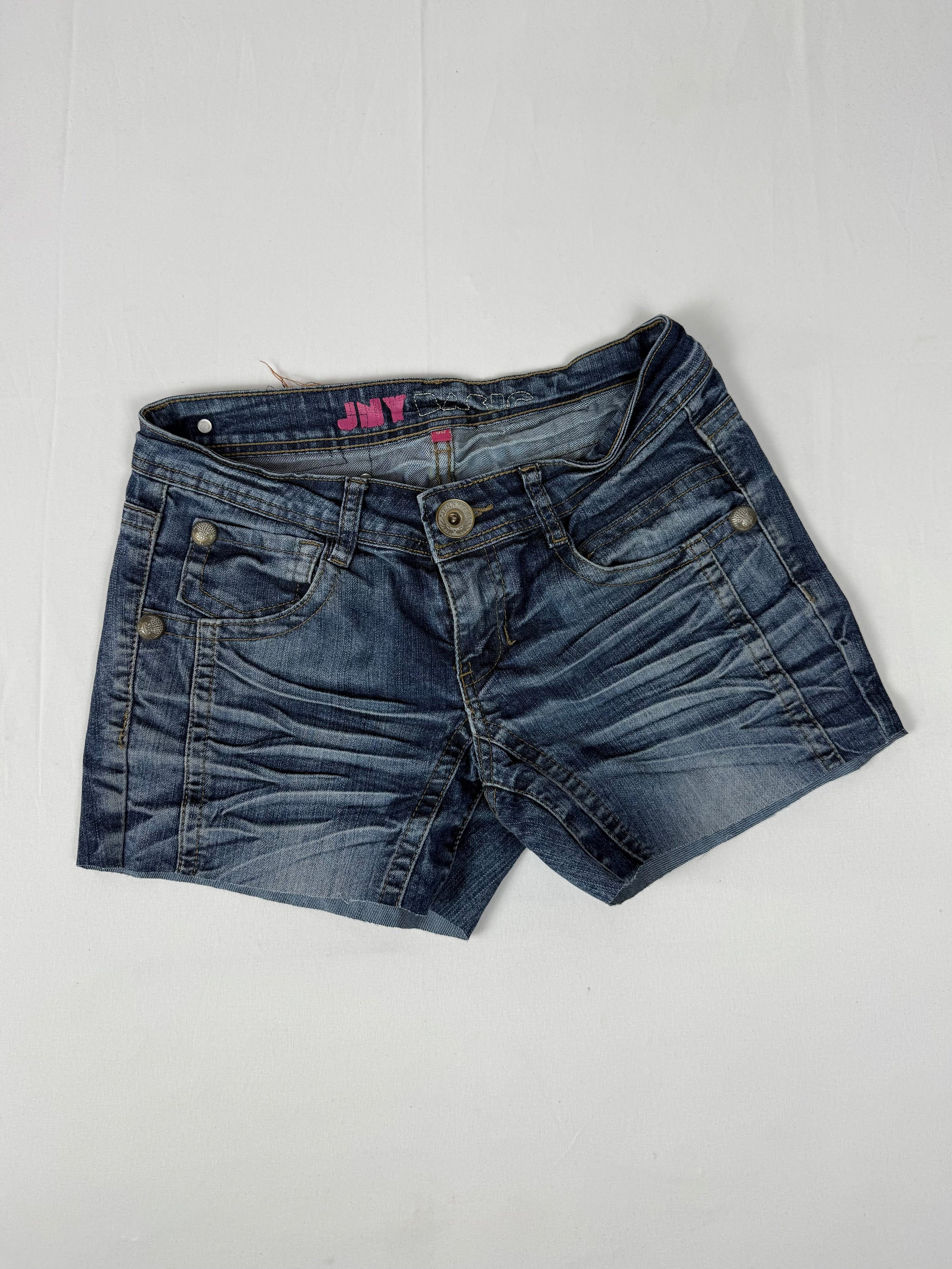 Blue denim low rise mini short (S)