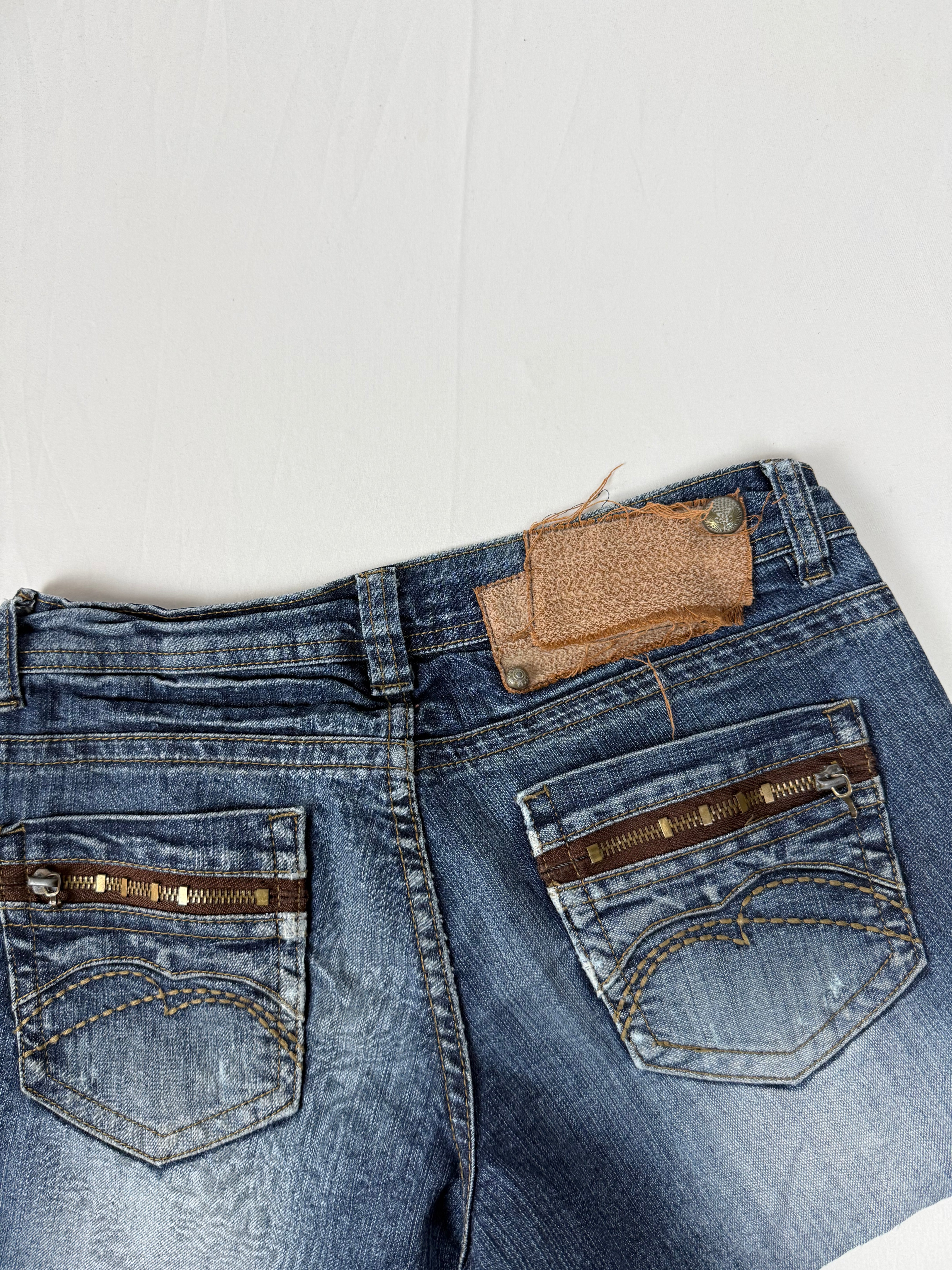 Blue denim low rise mini short (S)