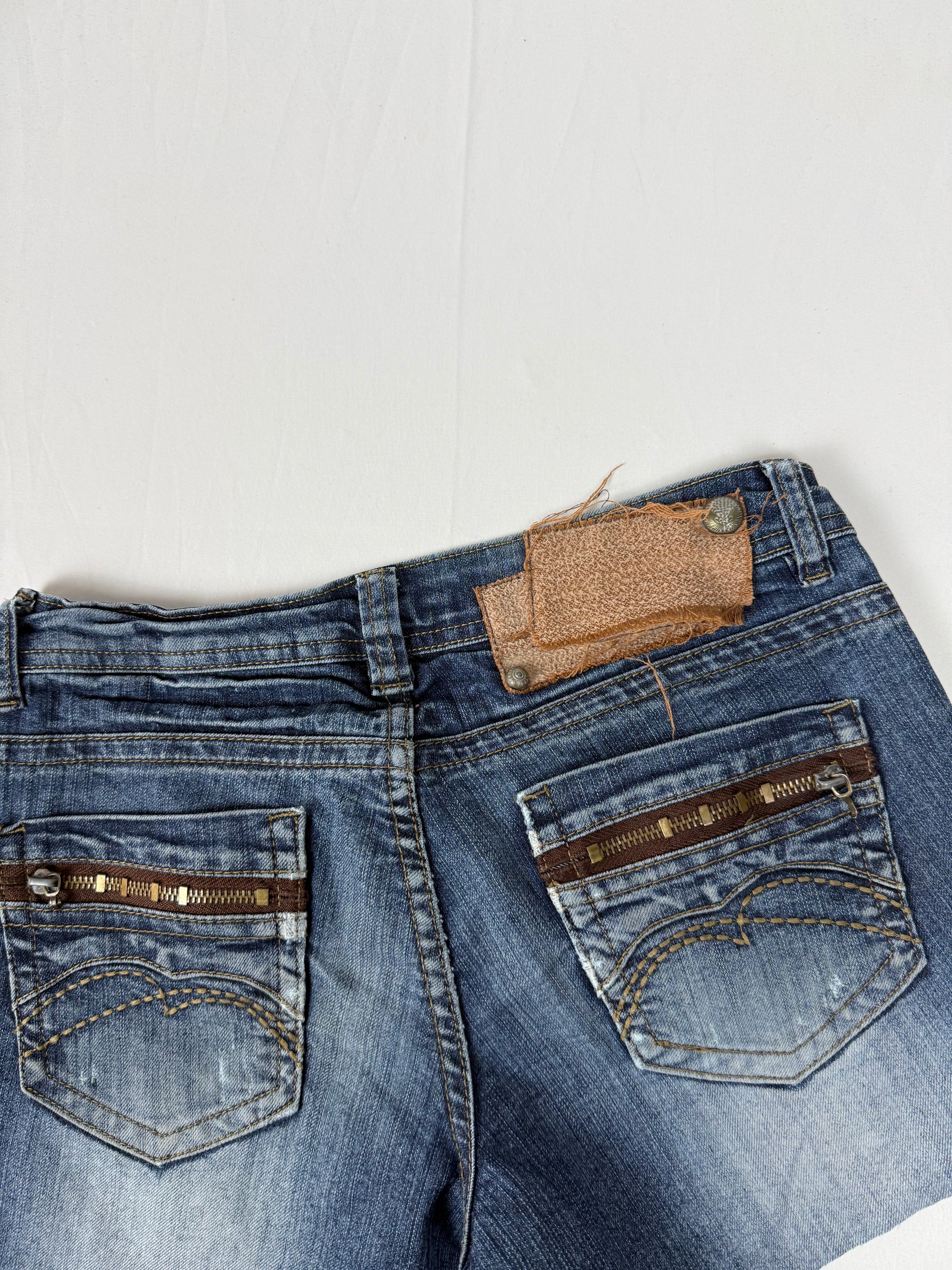 Blue denim low rise mini short (S)