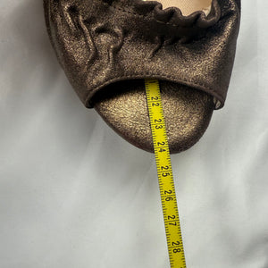 Gold real leather open toes heels (37)