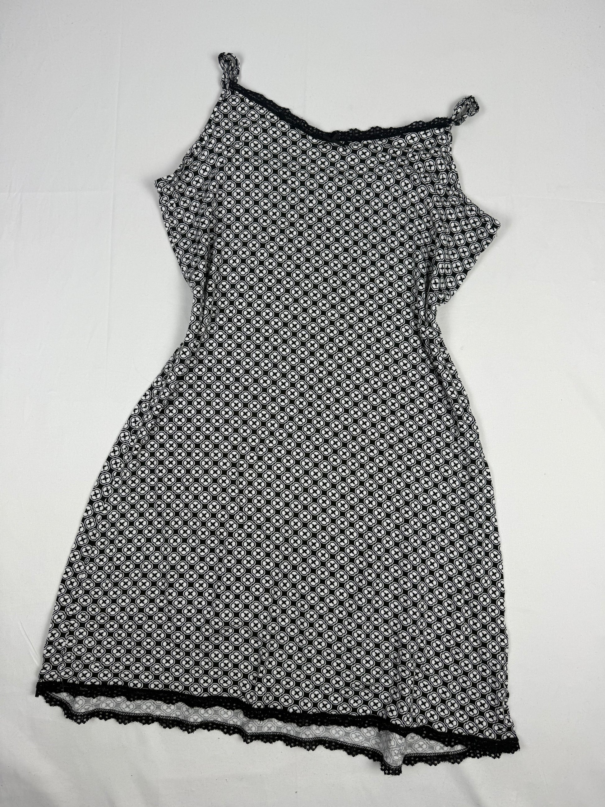 Grey graphic lycra babydoll mini dress (XL)