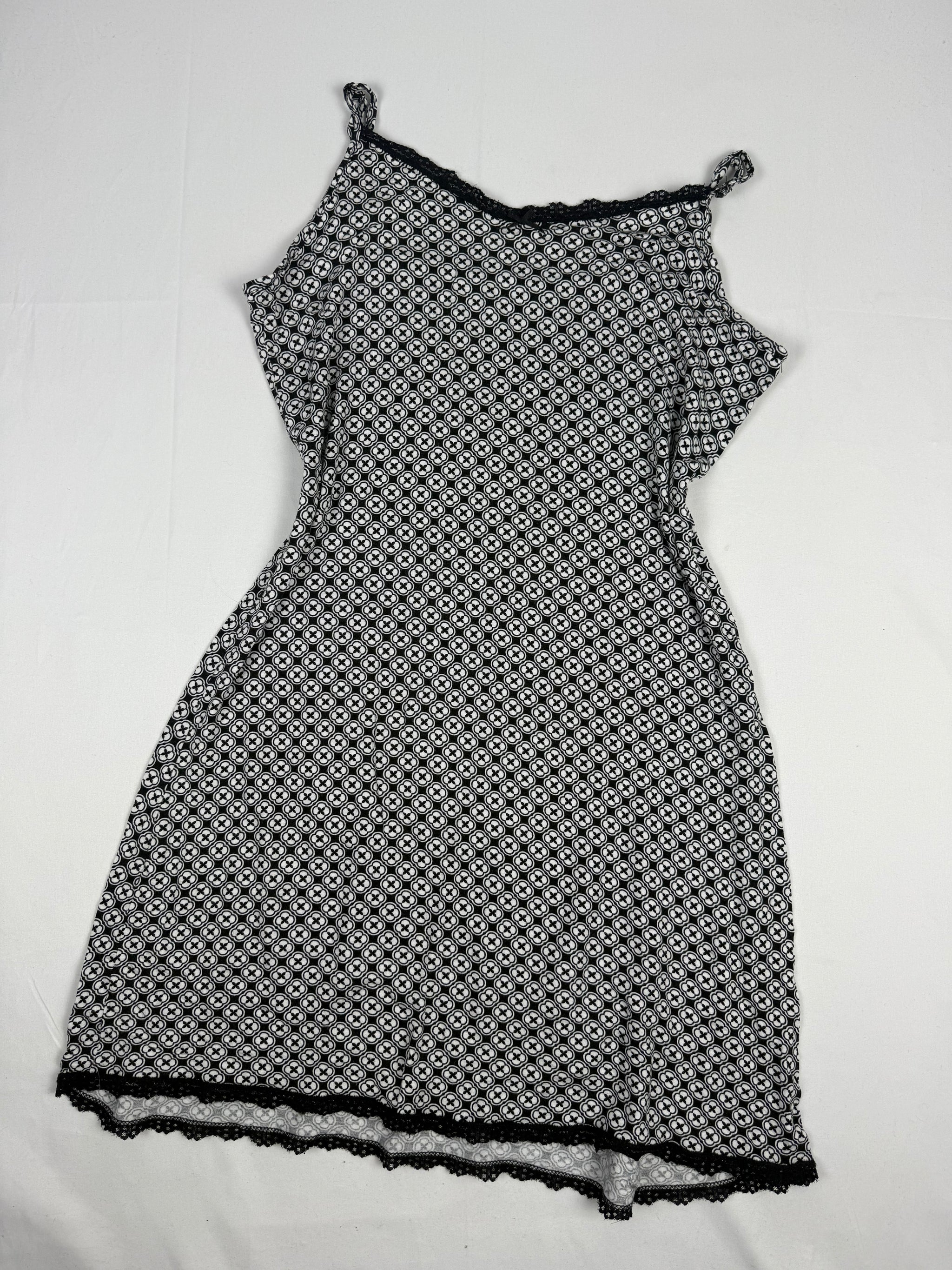 Grey graphic lycra babydoll mini dress (XL)