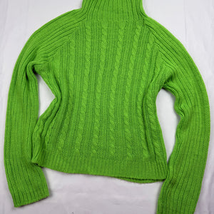Neon green high neck knitted jumper (S/M)