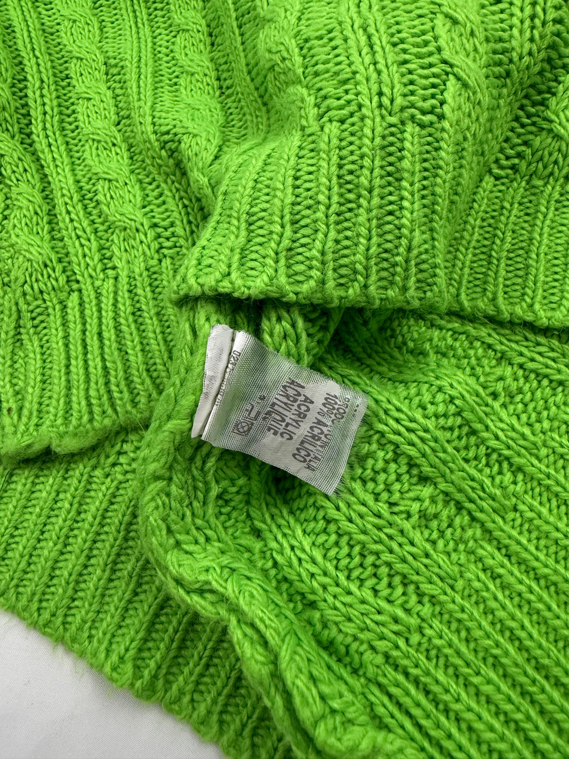 Neon green high neck knitted jumper (S/M)