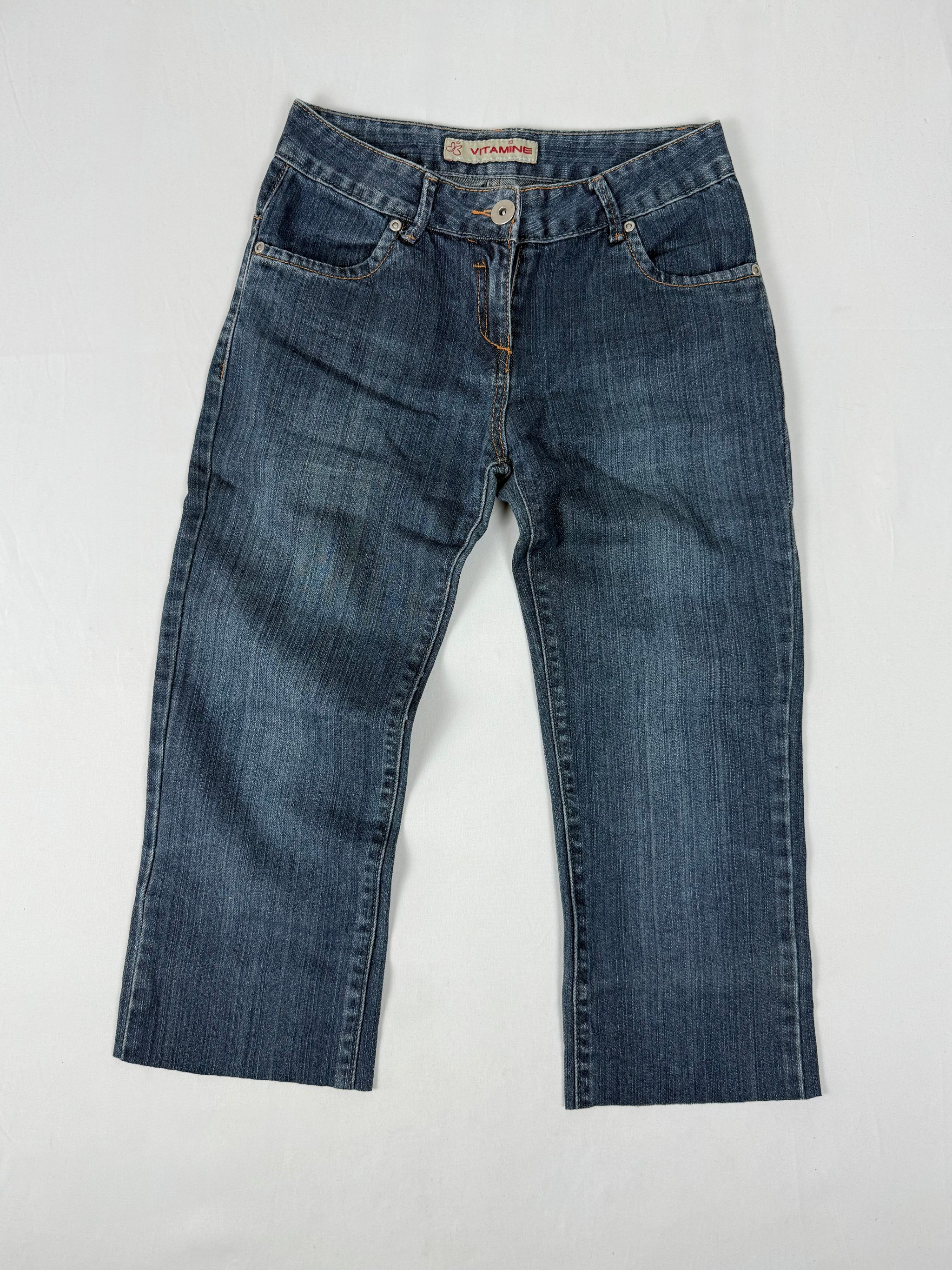 Blue denim low rise capri pants (XS)