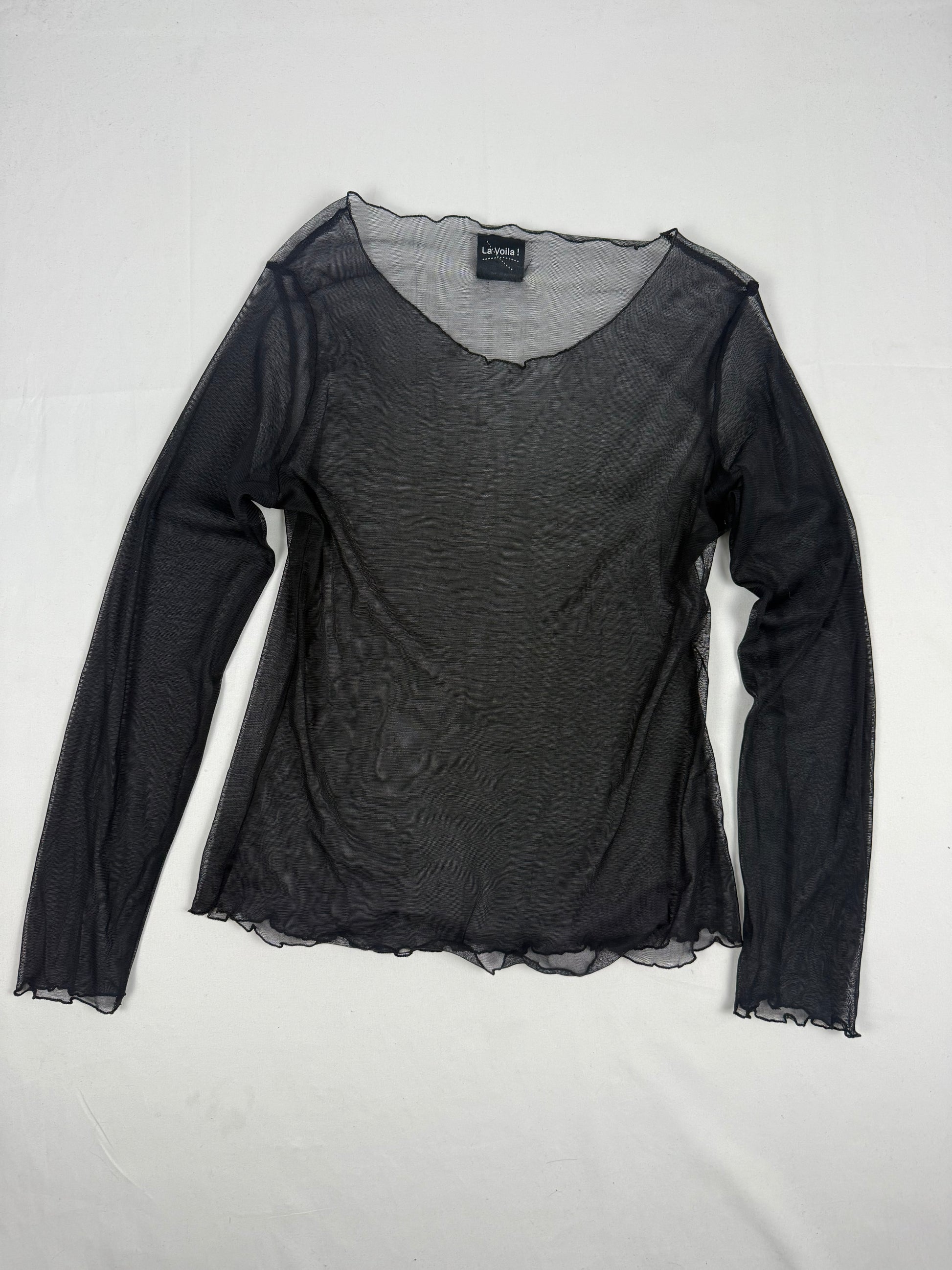Black mesh long sleeves top (M)