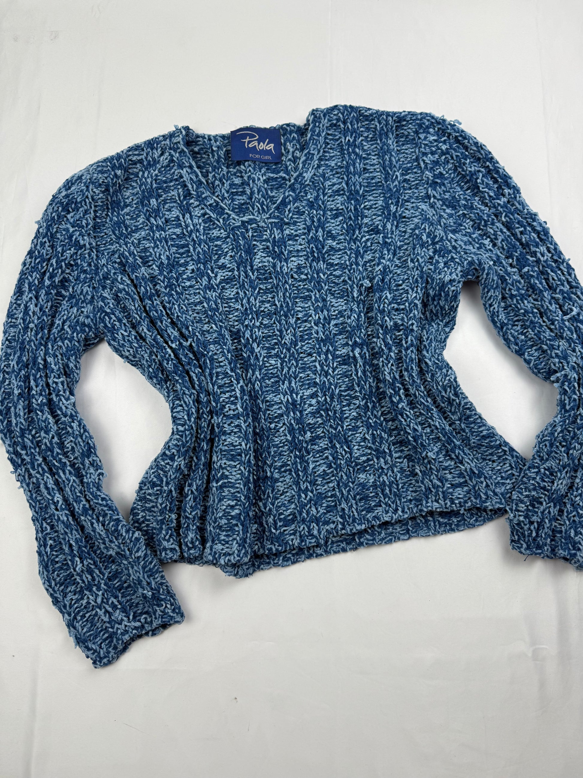 Blue crop V neck jumper (S/M)