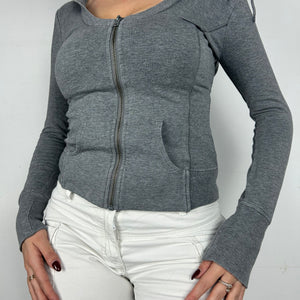 Grey 100% cotton strass logo hoodie (XS)