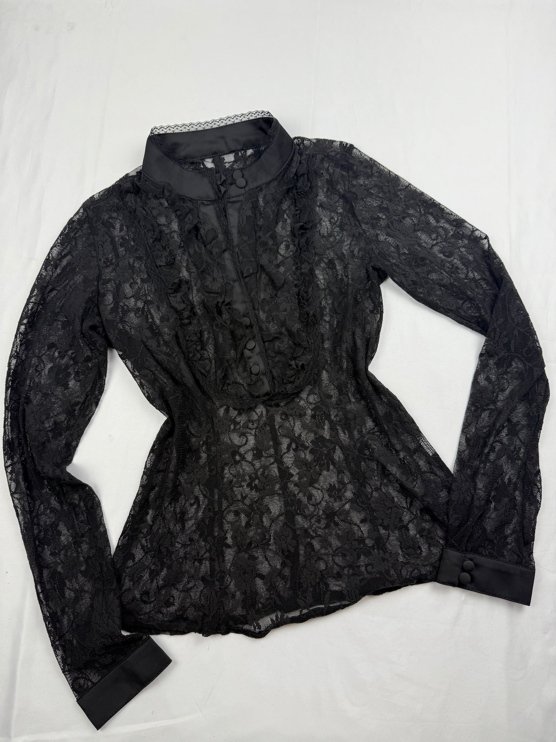 Black mesh long sleeves shirt (S)