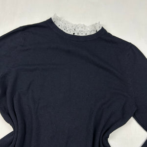 Navy lace neck coquette jumper (S/M)