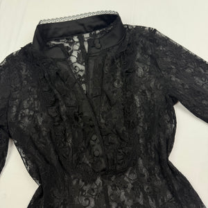 Black mesh long sleeves shirt (S)