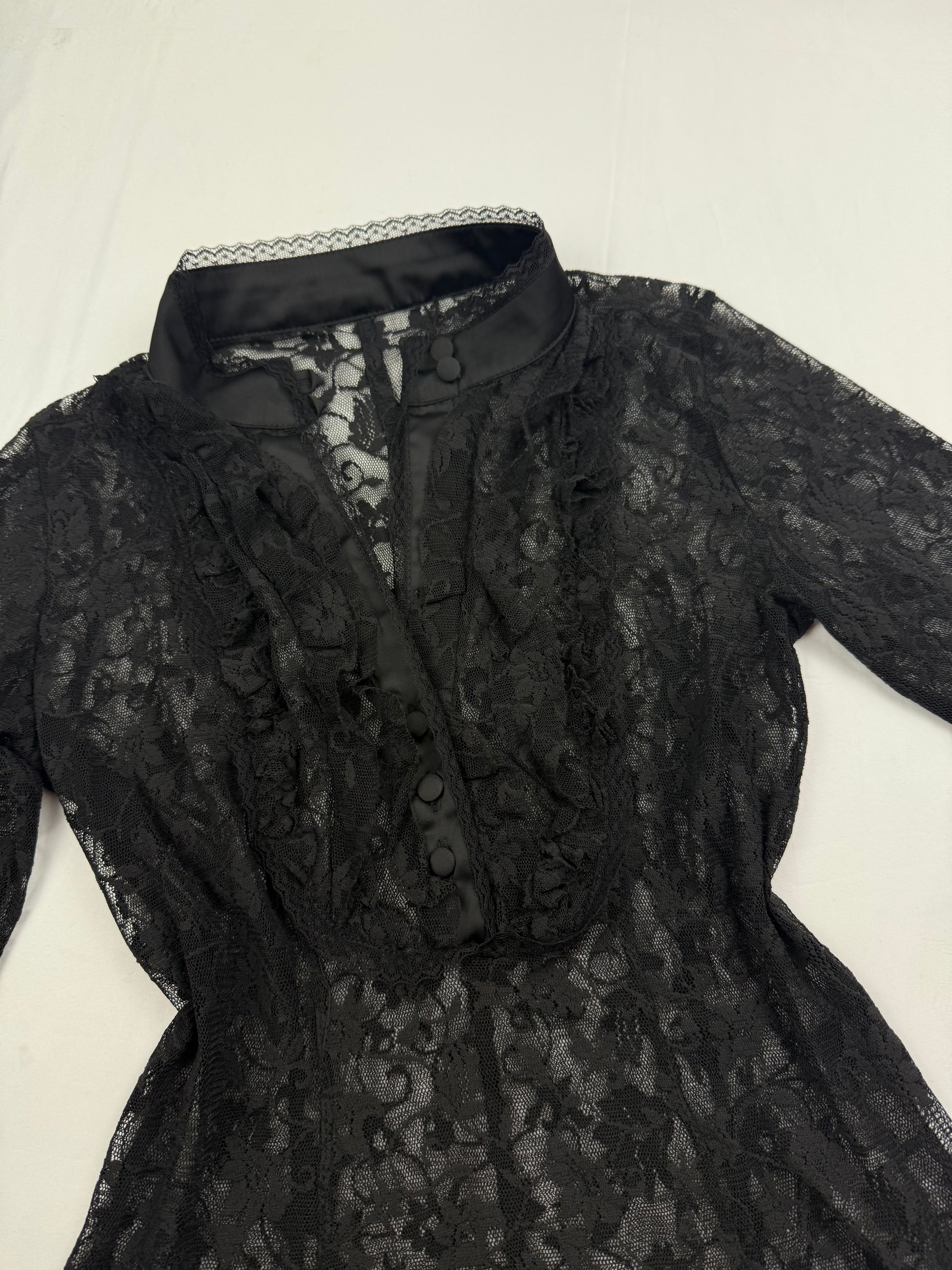 Black mesh long sleeves shirt (S)