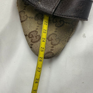Brown leather monogram mules heels (37.5/38)