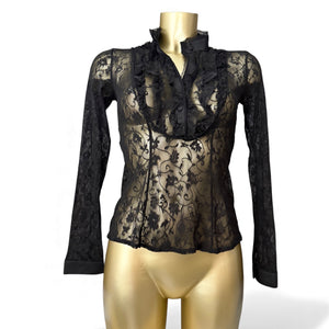 Black mesh long sleeves shirt (S)