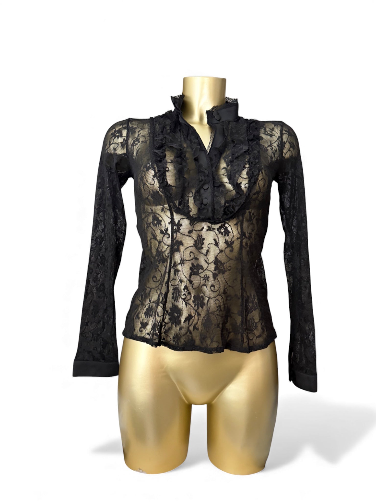 Black mesh long sleeves shirt (S)