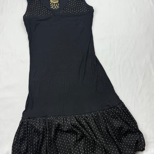Black polka dots mini ballon dress (S)