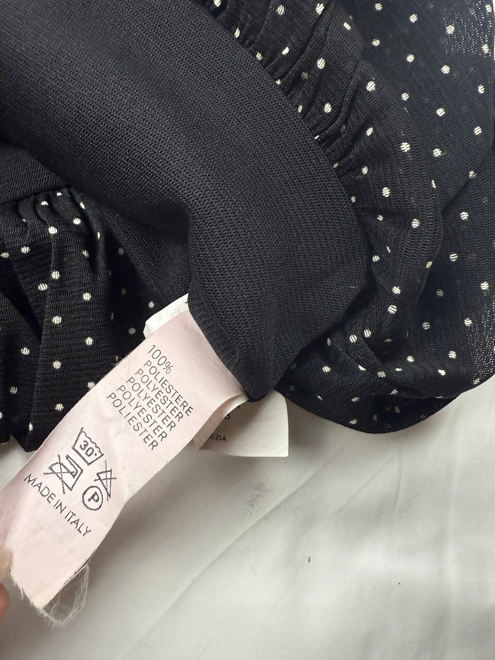 Black polka dots mini ballon dress (S)