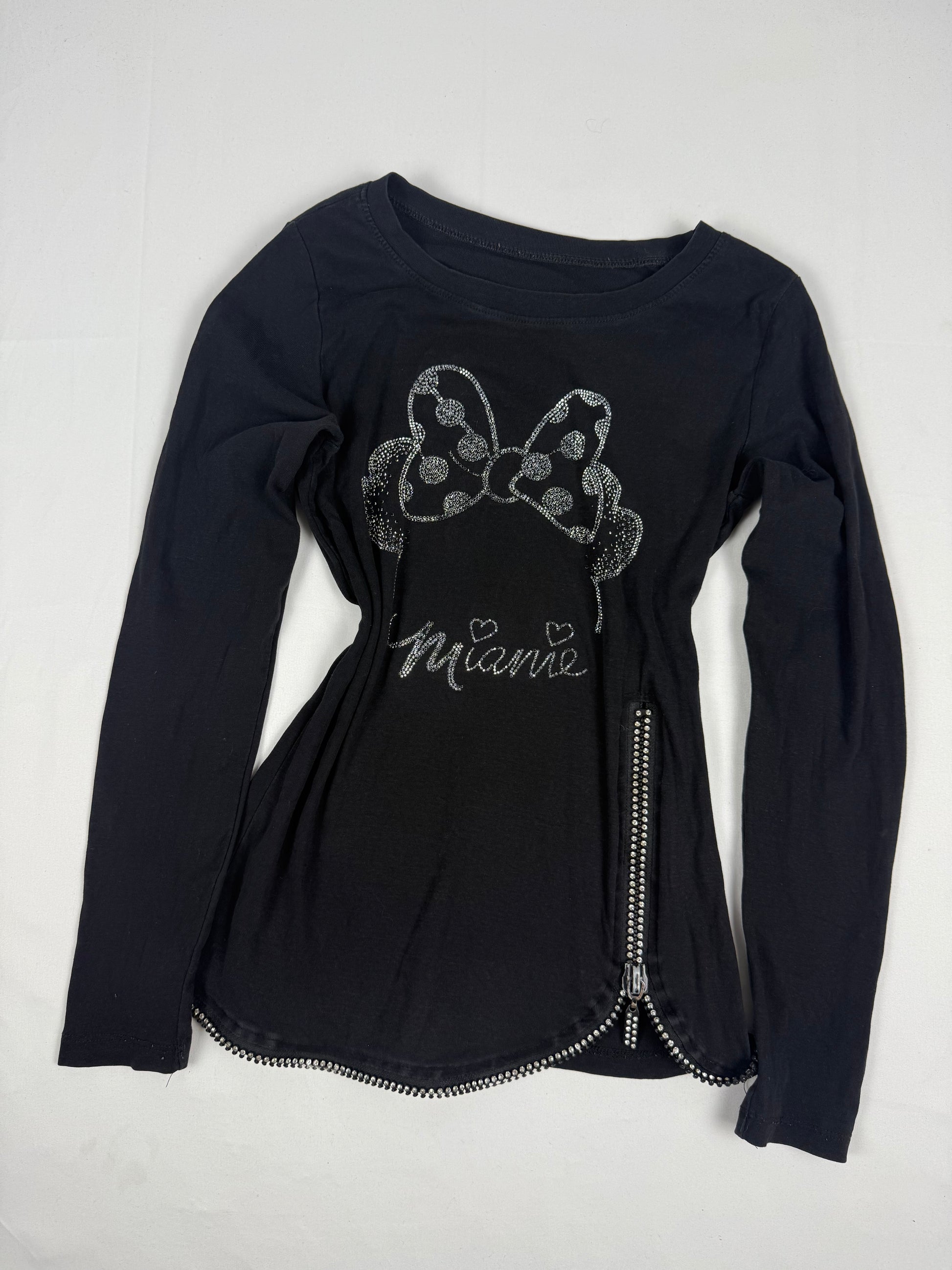 Black strass Minnie long sleeves top (XS)