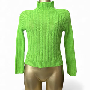 Neon green high neck knitted jumper (S/M)