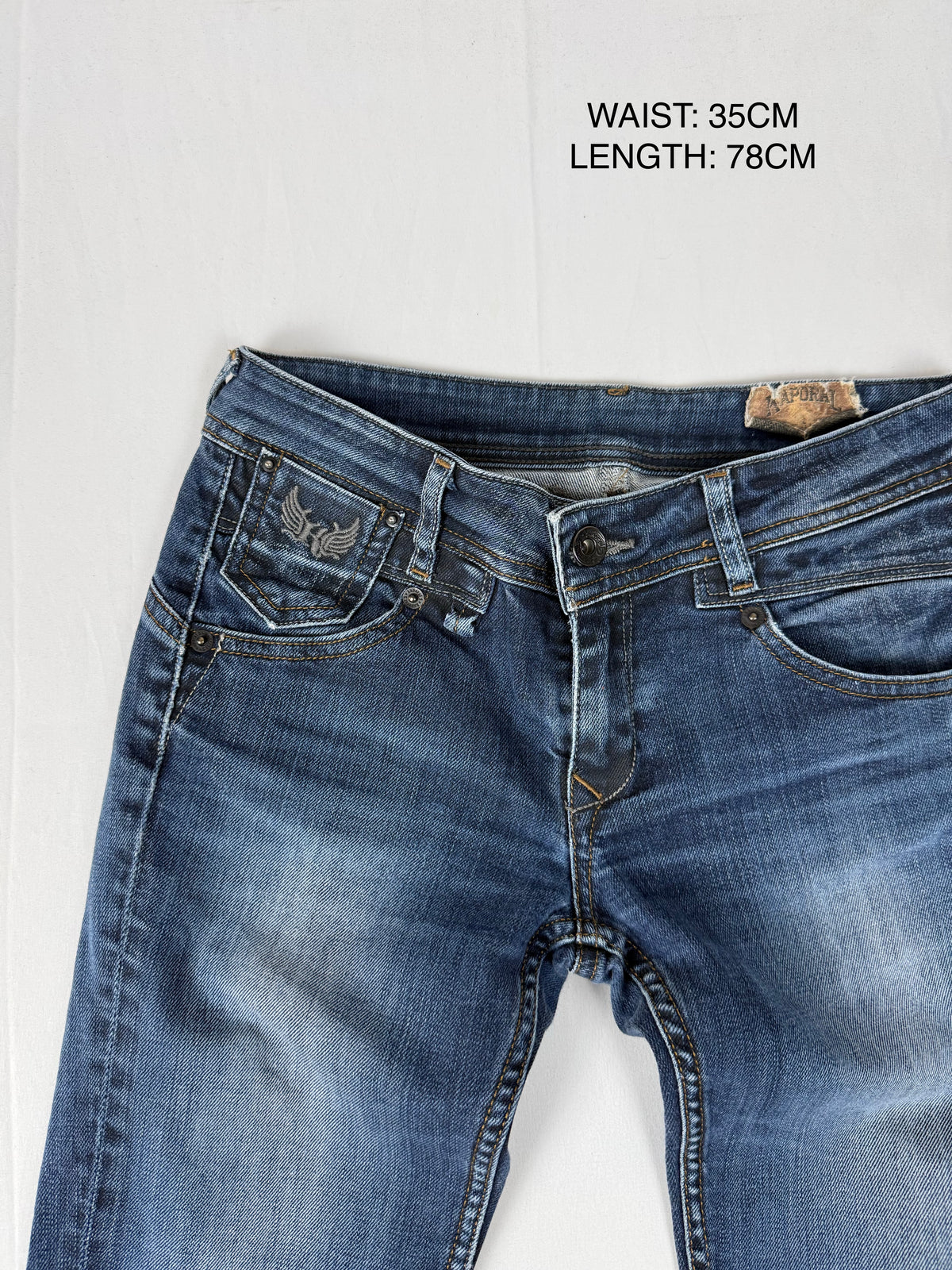 Navy denim low rise capri pants (XS)