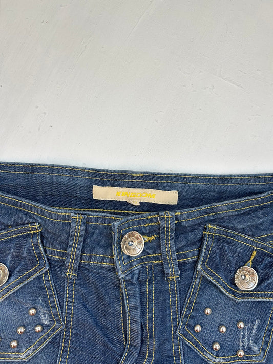 Blue denim low rise mini short (XL)