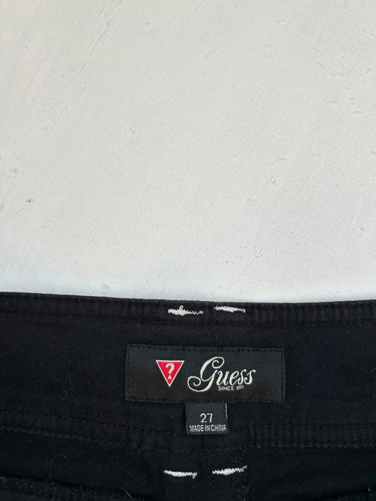 Black denim low rise mini short (S)