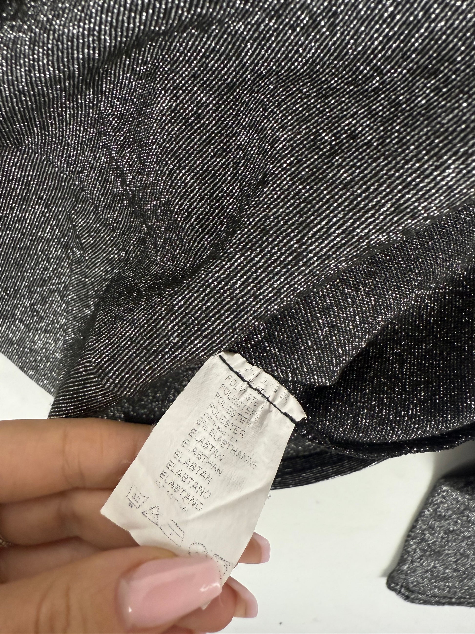 Grey silver bardot neck long sleeves top (S)