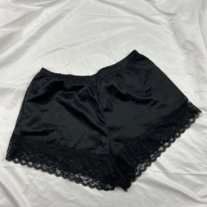 Black satin lingerie mini short (S)
