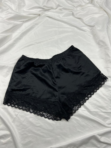 Black satin lingerie mini short (S)