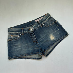Navy blue denim low rise mini short (S)