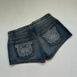 Navy blue denim low rise mini short (S)